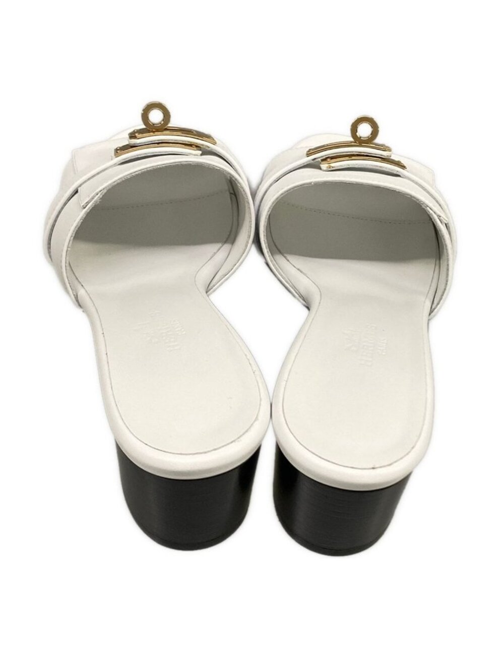 Hermes Mules Jige 50 White Gold Kelly Leather 35 - Picture 7 of 11